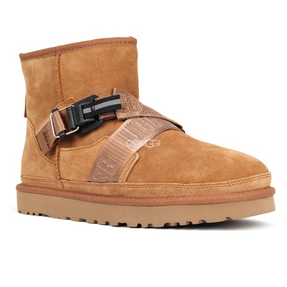 Мужские ультра короткие угги UGG Classic Ultra Mini Hybrid Strap Short Boots Chestnut