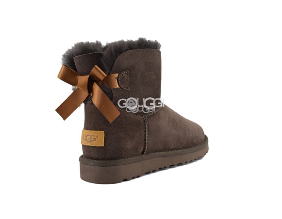 Женские мини угги с бантиками Mini Bailey Bow Chocolate II