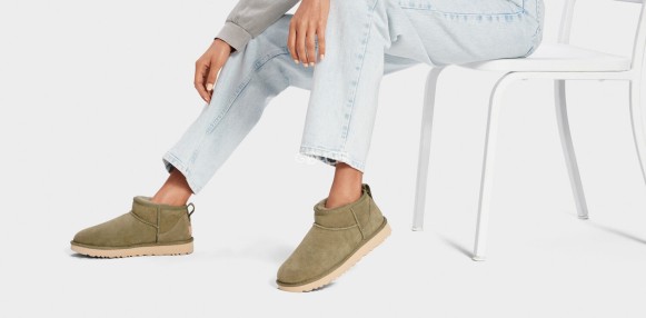 Женские кожаные ультра мини угги Ultra mini Leather Chestnut