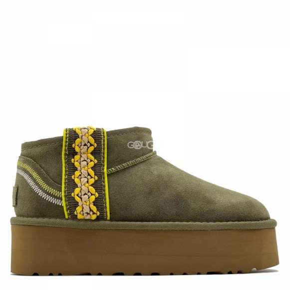 Женские угги на платформе Ugg Classic Ultra Mini Braid Platform Burnt Olive
