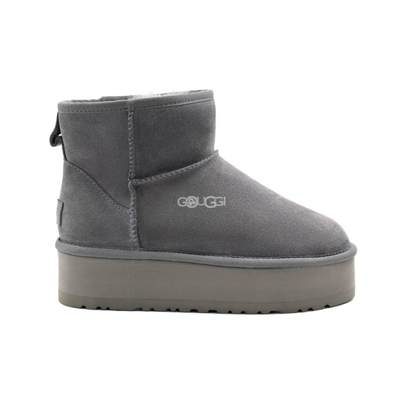 Женские мини угги на платформе Ugg Classic Mini Platform Grey