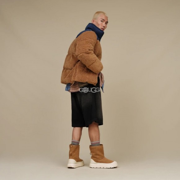 Женские короткие угги с галошами Classic Short Weather Hybrid - Chestnut / Whitecap