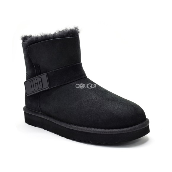 Женские мини угги Ugg Mini Bailey Graphic Logo Suede Black